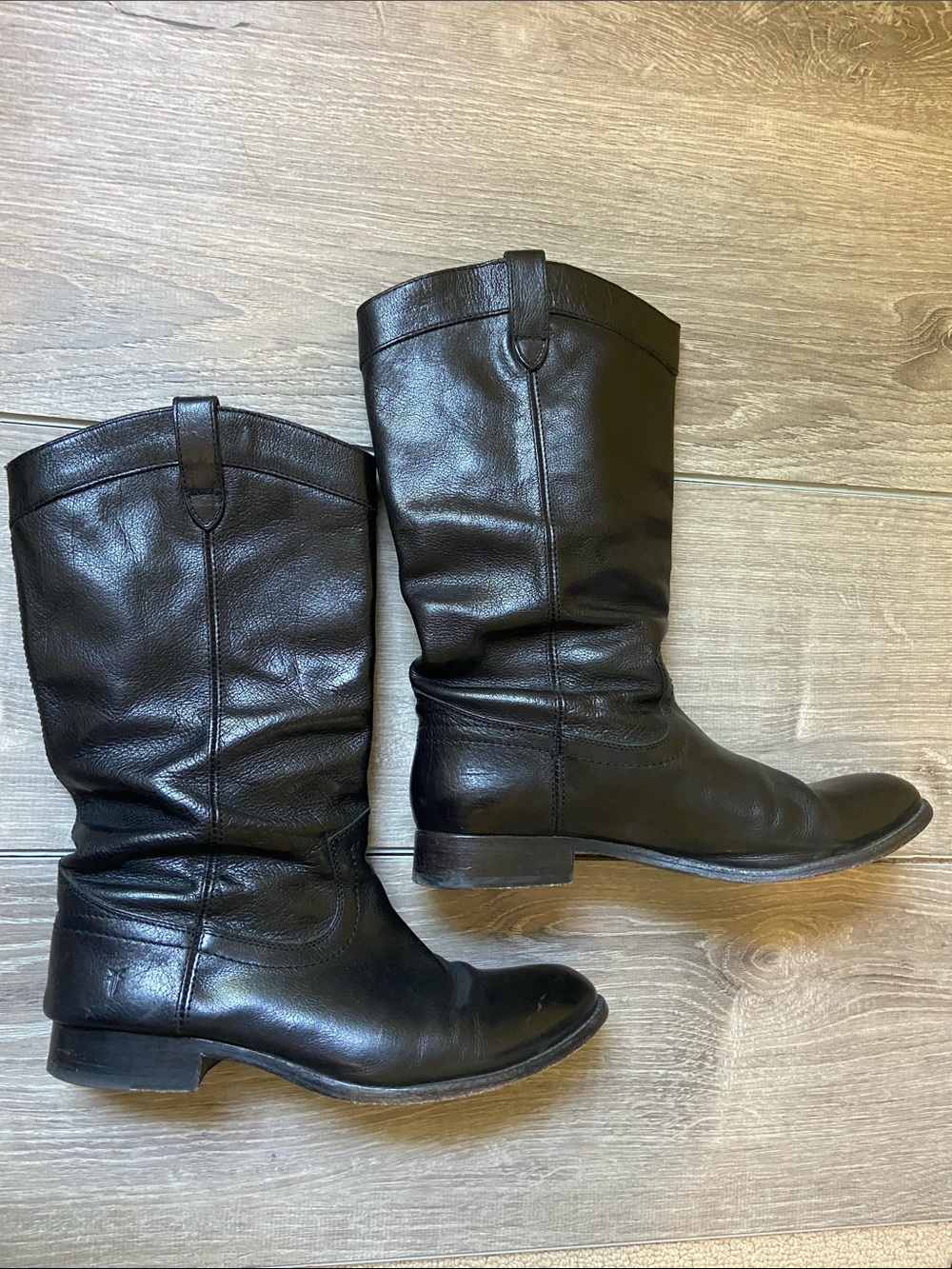 Frye Black Leather Mid-Calf Boots